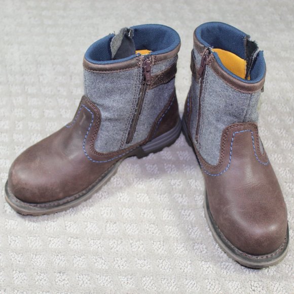 CAT Steel Toe Brown and Grey Leather Boots Size: 5.5 - Picture 1 of 6